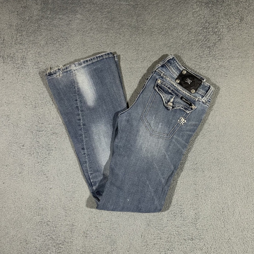Miss Me Jeans Womens 28 Medium Wash Low Rise Bootcut Flare Denim Y2k  #3790